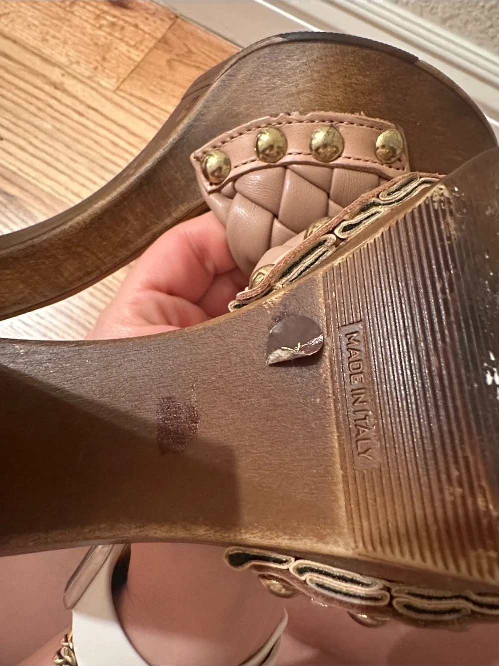 Steve Madden Braided Slide Heels in Nude Tan
